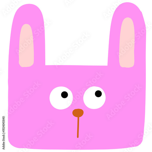 Cute Pink Bunny Cartoon Face 