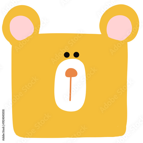 Cute Yellow Bear Cartoon Face 