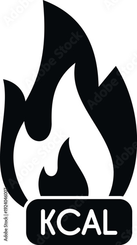 Kcal burning icon representing calorie counting, diet, and healthy nutrition