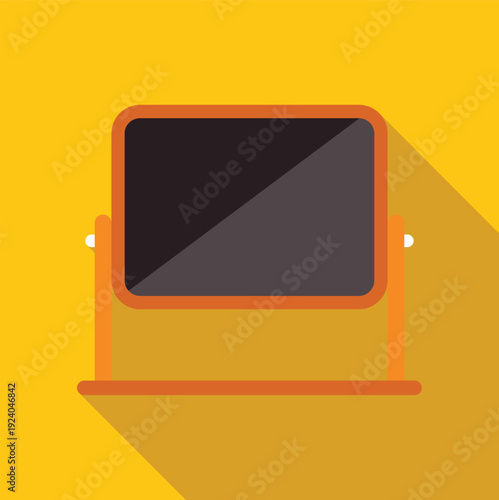 Tabletop mirror displaying flat design style with an orange frame and a long shadow