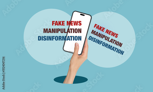 Fotografi Conceptual image of media manipulation and digital propaganda
