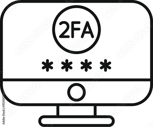 Computer screen showing 2fa text, offering enhanced online security and login protection