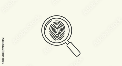 Magnifying Glass with Fingerprint Icon - Digital Identity and Security Concept