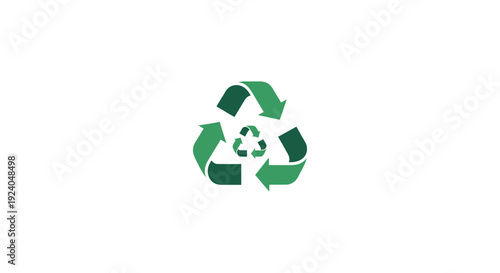 Green Recycling Symbol with Nested Arrows for Eco-Friendly Sustainability and Environmental Conservation