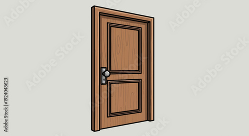 Close up of a wooden interior door with a silver knob.