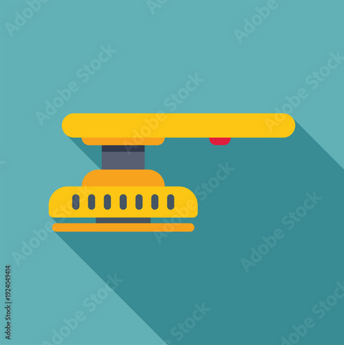 Yellow orbital sander power tool for woodwork in flat design style