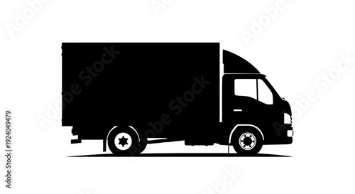 Black silhouette of a delivery truck on a white background.