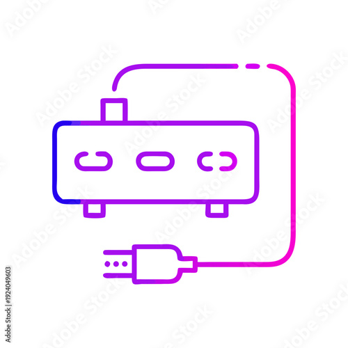 Gradient outline of a machine with a plug on transparent background