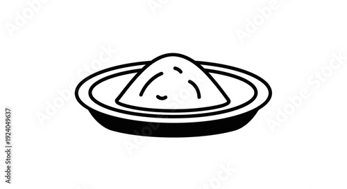 Simple line icon of powdered ingredient in a bowl, perfect for cooking designs.