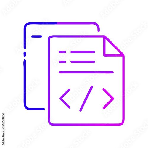 Documents with code outline illustration on transparent background
