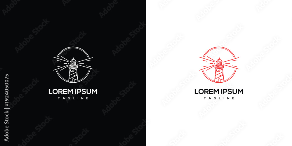Fototapeta premium Lighthouse Logo Design - Nautical Beacon Symbol.