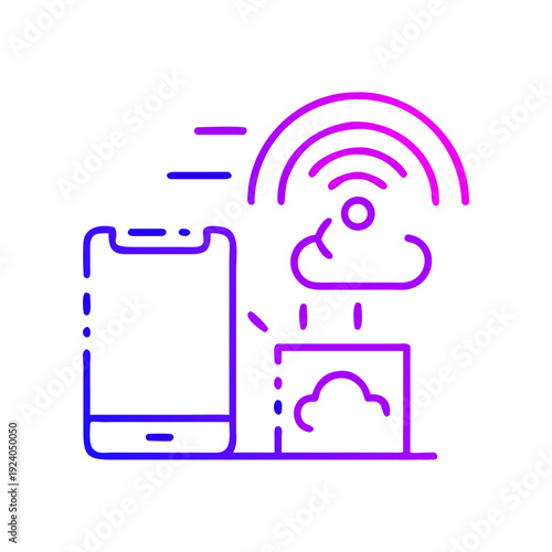 Smartphone cloud data transfer concept art on transparent background