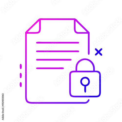 Document secured with padlock illustration on transparent background