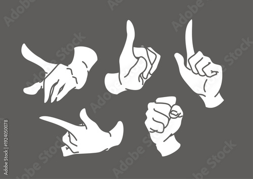 手のジェスチャーアイコンセット｜指差し・サイン動作イラスト素材