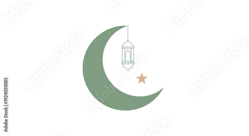 Ramadan Kareem celebration with crescent moon and star illustration