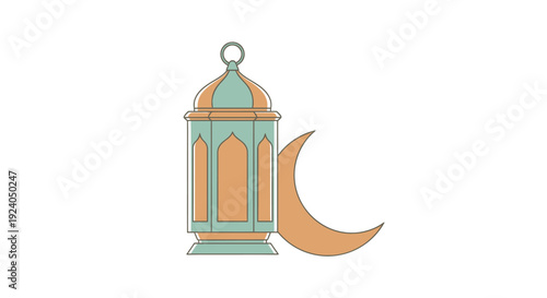 Ramadan Kareem lantern with crescent moon Islamic symbol illustration