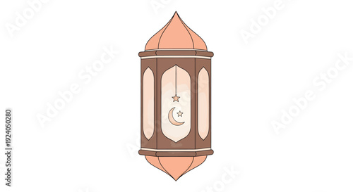 Ramadan Kareem lantern with crescent moon and star illustration