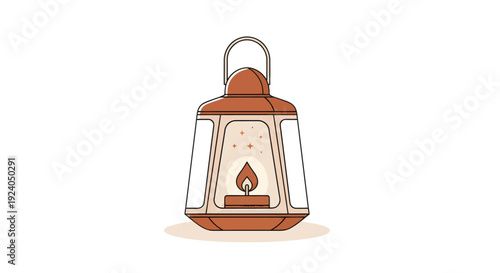 Ramadan Kareem lantern illustration glows warmly in peaceful night
