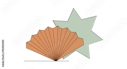 Ramadan Kareem star and fan shaped decorative elements illustration