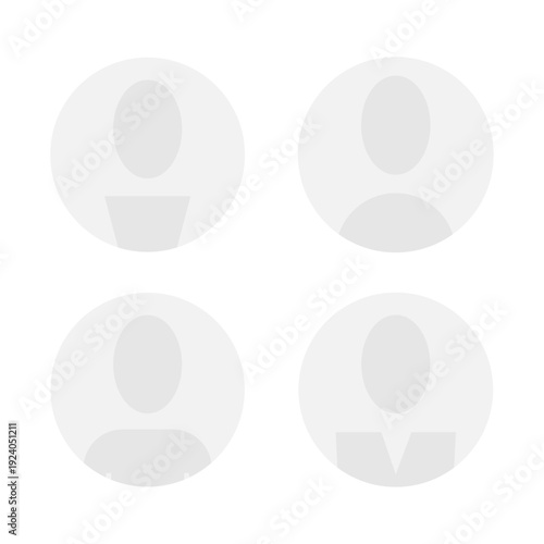 Vector flat illustration in grayscale. Avatar, user profile, person icon, gender neutral silhouette, profile picture. Suitable for social media profiles, icons, screensavers and as a template.