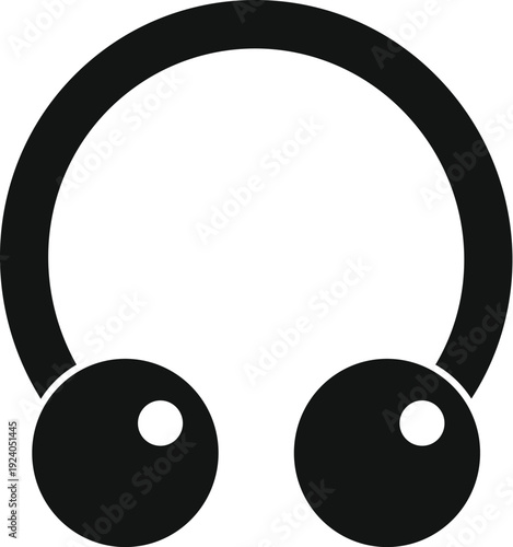 Metal horseshoe piercing with balls representing body art accessory