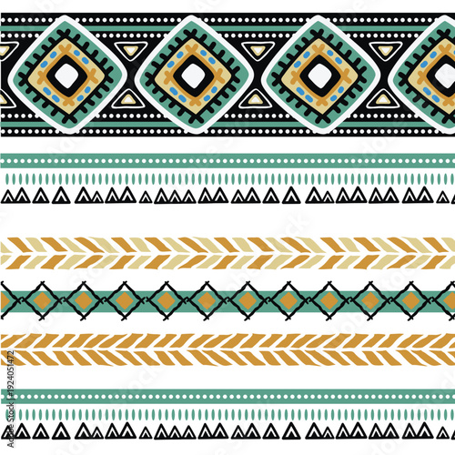 Colorful tribal ethnic diamond stripe pattern for textile print for fabric, seamless pattern, bohemian native style background