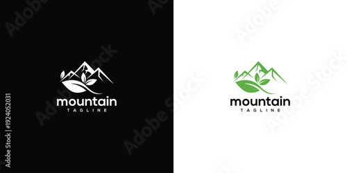 Mountain Leaf Logo Design - Nature Eco Adventure Concepts.