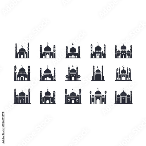 Collection of Pixel Art Taj Mahal Mosque Icons