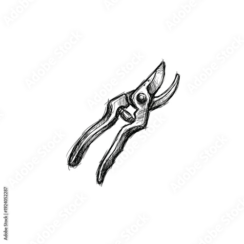 Pruning Shears Scribble Line Art