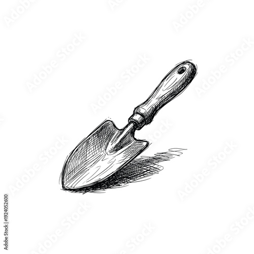 Garden Trowel Scribble Line Art