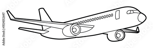 Simple Line of a Passenger Airplane in Flight