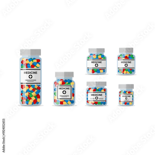 Vitamins and Supplements Icons: Multivitamin, Vitamin C, D, and Omega-3