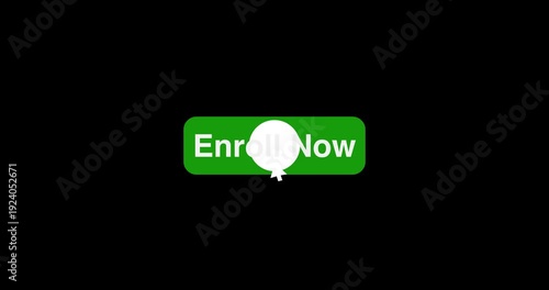 Button Click or press Enroll Now button on transparent background. Click on Enroll Now button with arrow cursor. button animation concept