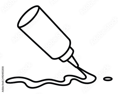 Simple Line of a Squeeze Bottle Dispensing Liquid