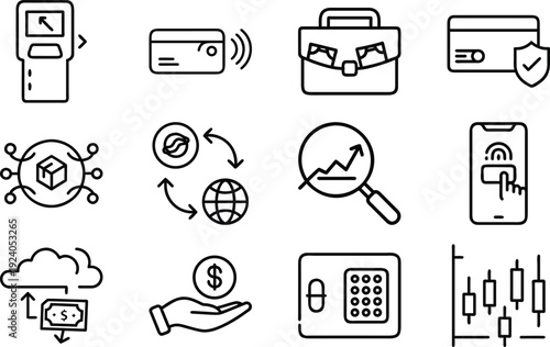 Cloud Computing with Financial Transaction and Dollar Bill Vector Illustration