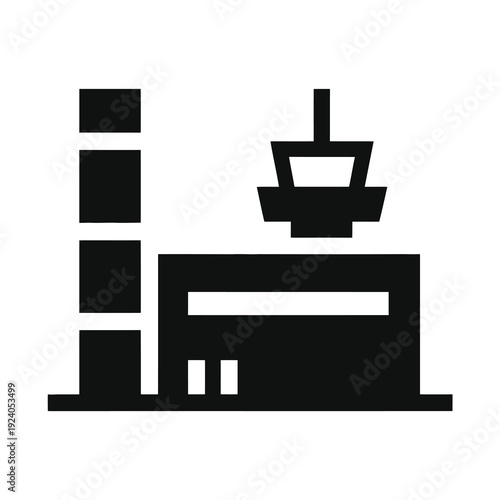 Vector of a building with a tall tower and control structure