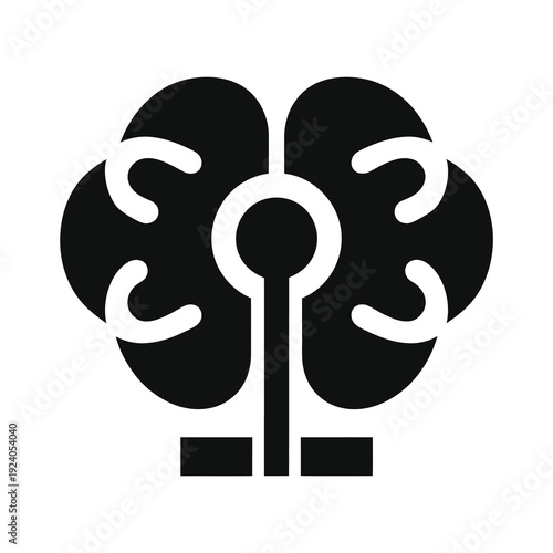 Vector of a stylized brain with a vertical keyhole at its center