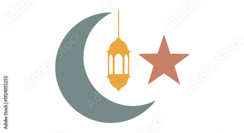 Ramadan Kareem celebration with crescent moon and star symbol