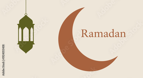 Ramadan Kareem celebration with crescent moon and lantern