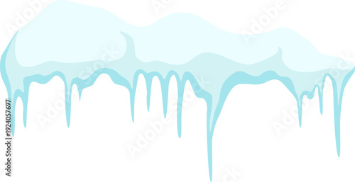 Frozen snow cap with icicles