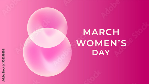 Happy Women’s Day Illustration with Abstract Hand Drawn Organic Shapes Gradient Pink Background Design Vector. Ideal for International Women’s Day Celebrations, Social Media Posts, Posters, Banner