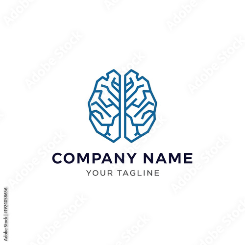 Brain Logo Design Template with Hands.