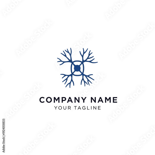Blue Neuron Logo Design Concept Template.