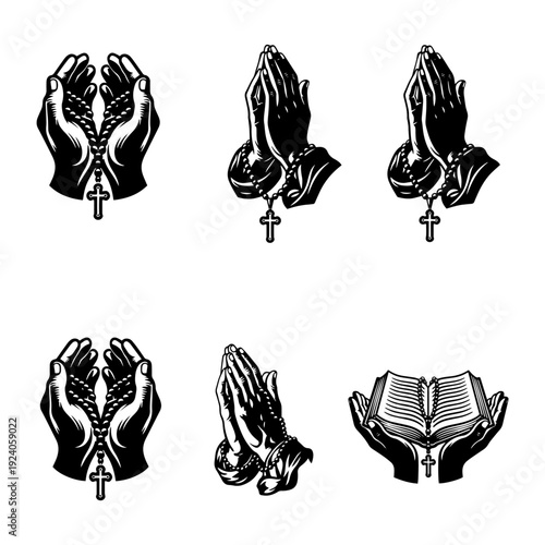 Holy Hand Holding Christian Cross Sign - Religious Silhouette Pack