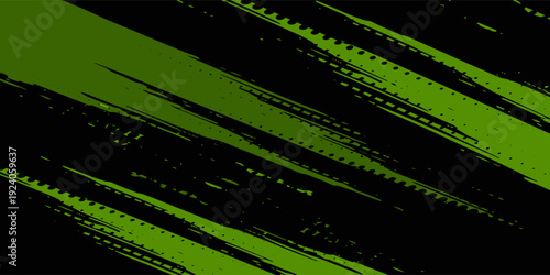 Abstract Green Neon Grunge Texture on Black Background