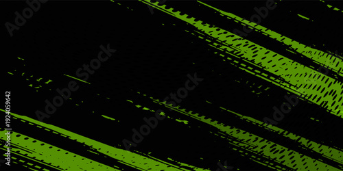 Abstract Green Neon Grunge Texture on Black Background