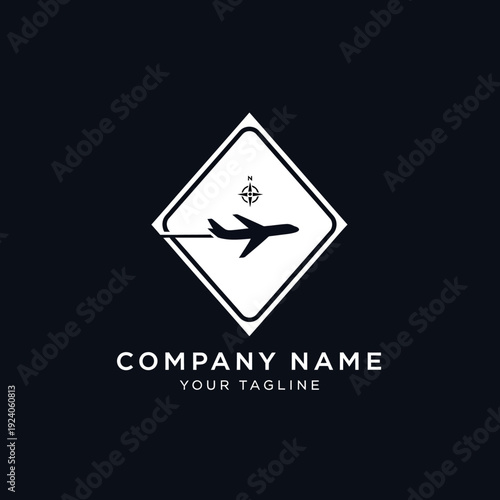 Airplane Logo Design Template on Black.