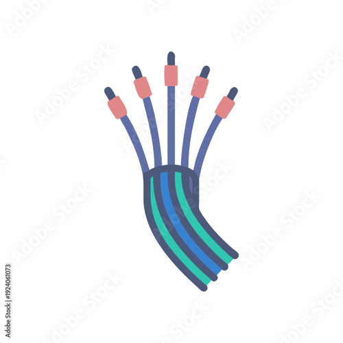 Illustration of a group of colorful cables on transparent background