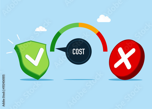 Indicator on choosing option between yes and no to a question. Flat vector illustration.