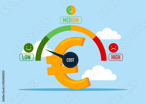Financial transaction. Regulates rising inflation euro. Flat vector illustration

